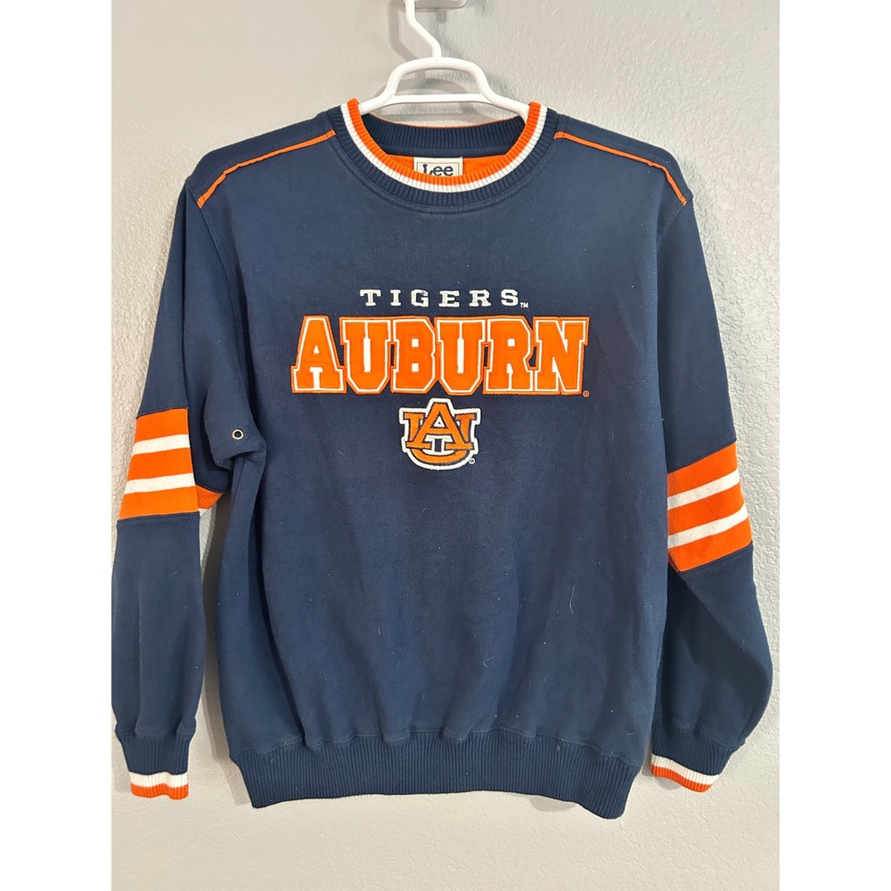 Lee Sport Auburn Tigers Sweatshirt Mens Medium Navy Blue‎ Orange Crewneck Fleece